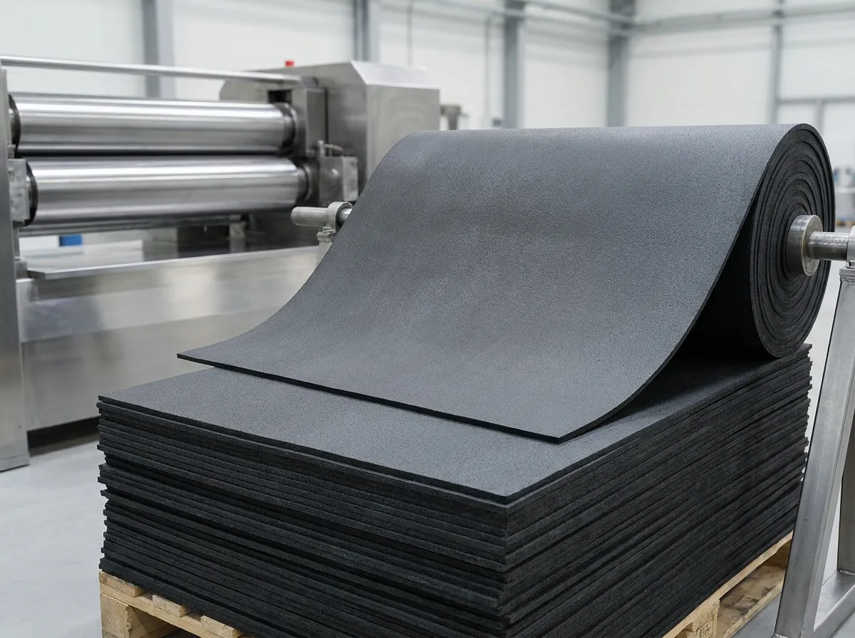 Milled rubber compound sheet from Plastivo two roll mill