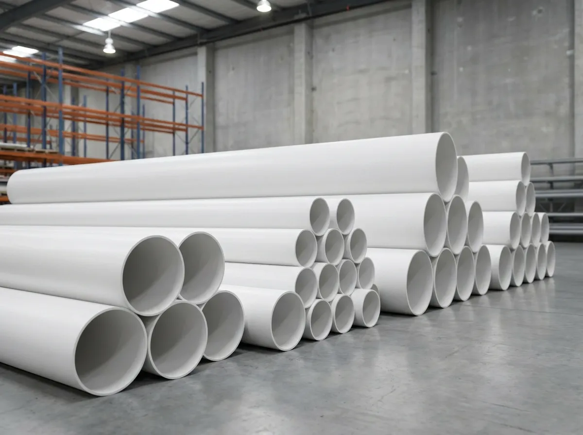 PVC pipe output from Plastivo PVC pipe extrusion machine